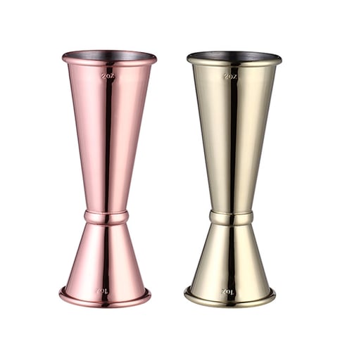 2pcs Cocktail Jigger Craft Measure Cup Pourer Stainless Steel Double Spirit Wine 
