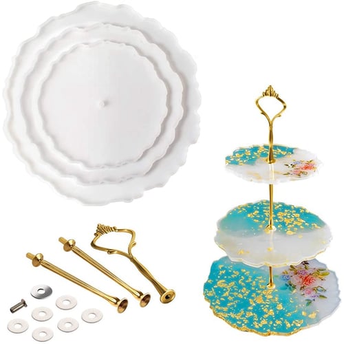 3 Tier Cake Stand Resin Tray Molds Diy Irregular Casting Mold Home Decoration Craft With Pcs Brackets - Diy 3 Tier Cake Stand