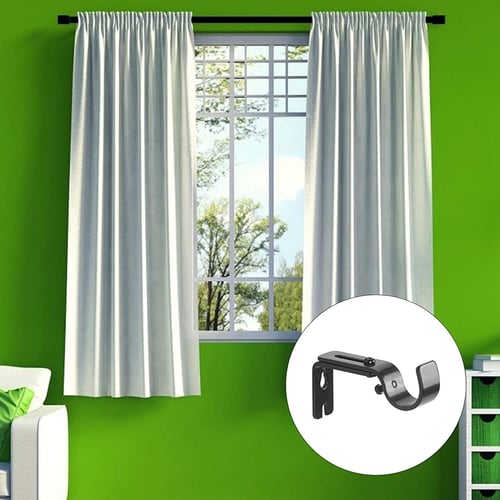 2Pcs Curtain Rod Bracket Holders Wall Bracket Adhesive Hooks Home Bedroom 