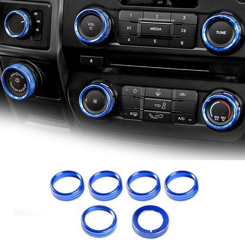 Blue Air Conditioner Audio Switch Decor Ring Cover Trim For Ford F-150 2015-2018