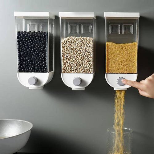 Kitchen Double/Triple Wall Mounted Cereal Dispenser Dry Food Storage Container 
