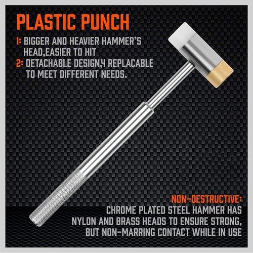19pcs Pin Punch Set Brass Steel Nylon Punch Hammer Gunsmith Drift Pin Punch Set 