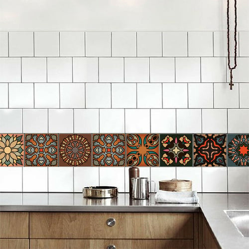 20pcs Vintage Moroccan Self-adhesive Bathroom Kitchen Wall Stair Tile Sticker 