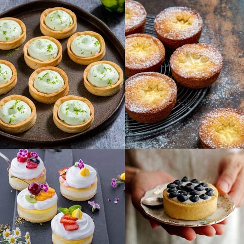 6 Pieces Muffin Tart Rings Double Rolled Tart Ring Stainless Steel Round Cake Muffin Ring Mold for Cooking Shortbread Puff Shortcrust Pastry Small Flan 