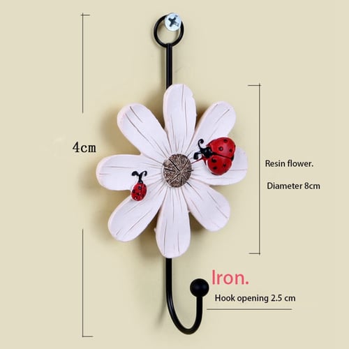 Creative Iron Daisy Wall Hook Flower Hook with Adhesive for Hanging Coat Hat