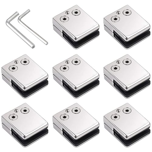 8X Stainless Glass Glass Clamp Bracket Clip Holder Flat Back Polished For 8-10mm 