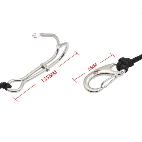 Scuba Choice Heavy duty 6mm Stainless steel Reef Drift Hook w/ Rope and Clip 