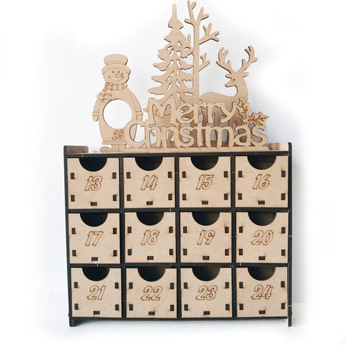 Diy Wooden Advent Calendar Box With Drawers House Shaped Countdown Gifts Toys For Kids - Diy Advent Calendar Box