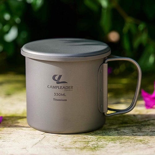 2X Outdoor Titanium Water Cup Camping Cooking Picnic Tableware Portable Tea Cup 