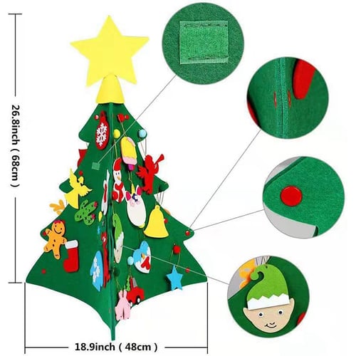 DIY Felt Christmas Tree Wall Hanging Decor Kids Toys Xmas Gifts New Year Decor 