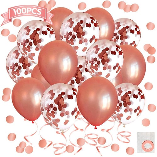 100pcs Balloons 10 Inch Rose Gold Confetti Balloons Birthday Party Decorations 