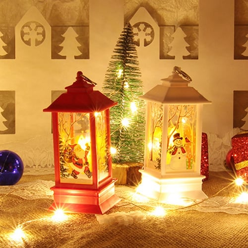 LED Light Christmas Lantern Santa Snowman Xmas Tree Table Lamp Christmas Decor 
