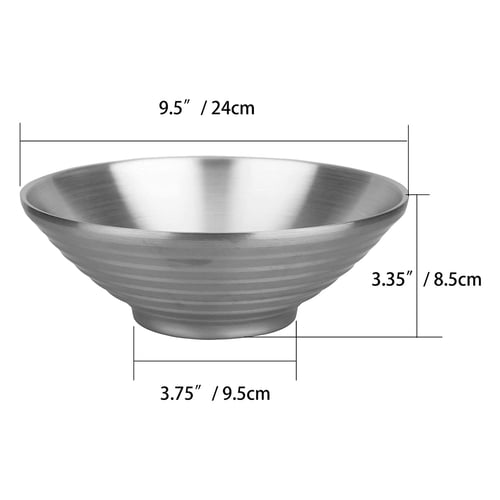 1xStainless Steel Bowl For Noodle Udon Ramen Rice Double Insulated Dish With Lid