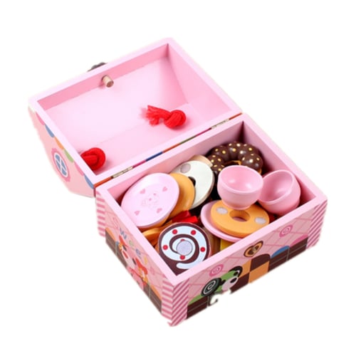 Food Pretend Play Wooden Magnetic Strawberry Donut Toy Kids Girls Doll Game 