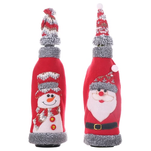 2X/Set Santa Christmas Wine Bags Table Wine Stocking Bottle Gift Bag Xmas Decor 