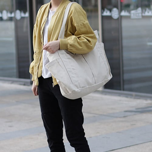 Women Canvas Casual Shoulder Bag Travel Handbag Ladies Zipper Large Capacity
