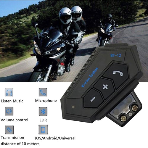Rechargeable Motorcycle Bluetooth Helmet Intercom FM Radio BT12 Headset 4.1+EDR 