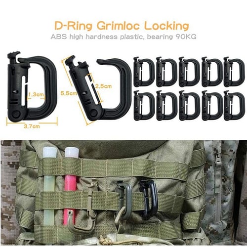Tactical Molle Strap EDC Outdoor Backpack Bag Webbing Carabiner Buckle Clip 