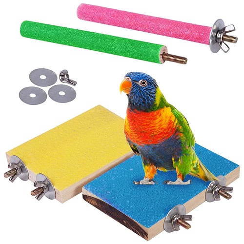Cockatiels Macaws Parakeets Lovebirds Conures Frienda 6 Pieces Bird Rope Perch and Wood Paw Grinding Stick Multi-Color Bird Cage Toys for Small Parrots 