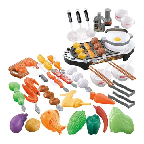 Toy Role Plays Pretend BBQ Food Role Toys Gift Kids Kitchen Set Playset Cookware 