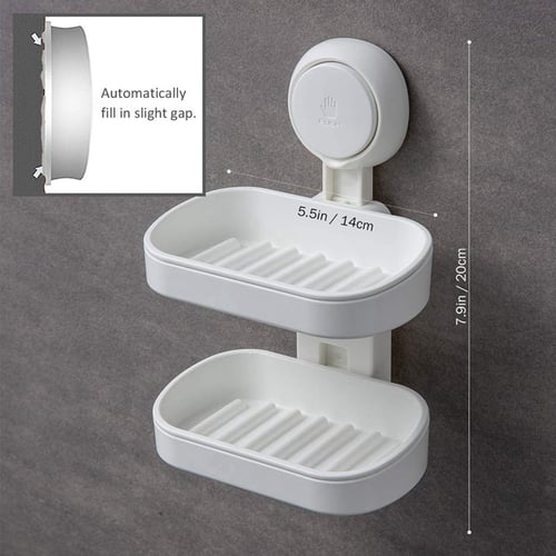 Layer Soap Dish Suction Cup Strong Sponge Holder for Bathroom and Kitchen  Sink 
