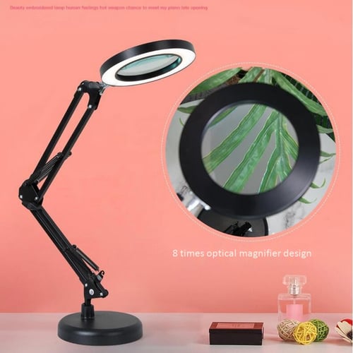 Led Ring Lights Desk Lamp Clamp, Magnifying Desk Lamp With Base