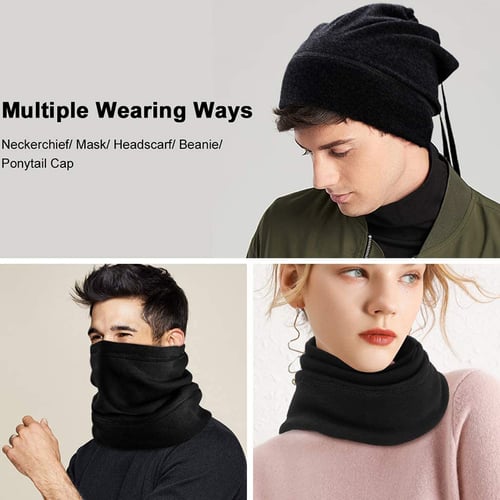 Windproof Women Men Thermal Fleece Scarves Snood Neck Warmer Mask Beanie Hat 