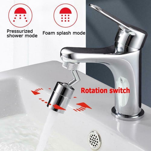 Bathroom Splash Filter Splash-proof Faucet 720° Rotate Water Outlet Taps Silver 