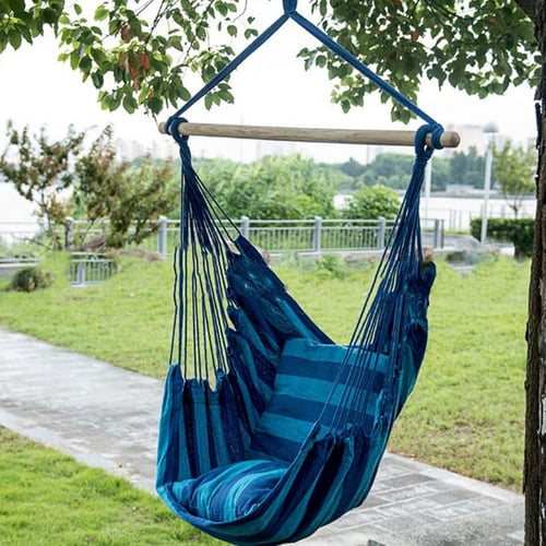 Hanging Hammock Chair Portable Garden Swing Seat Tree Travel Camping Canvas Rope 
