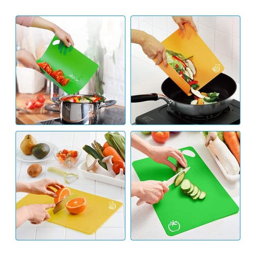 Fish Vegetables Fruit NEW Homemaker Set of 4 Plastic Cutting Board Mats Meat