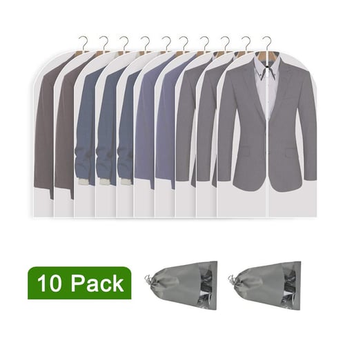 10x Plastic Clear Dust-proof Suit Covers Cloth/Dress Garment Bag Storage Protect 