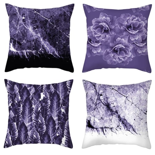 Purple Polyester Geometric Pillow Case Sofa Waist Throw Cushion Cover Home Decor 
