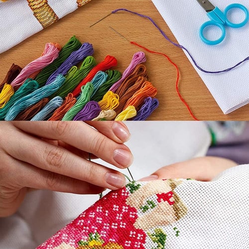 11CT Stamped Cross Stitch Kits DIY Flowers Printed Needlework Craft Decor