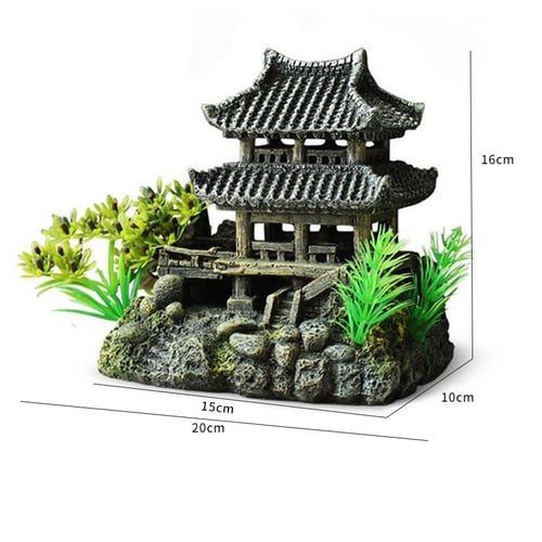 Aquarium Decoration Ceramic Pagoda Fish Tank Ornament DIY Landscaping Supplies 
