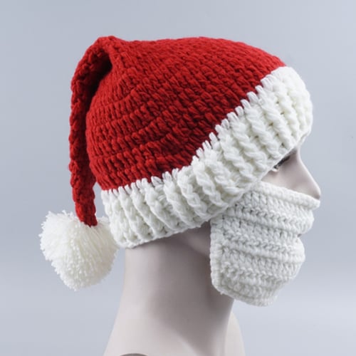 Unsiex Christmas Santa Hat Beanie Cap Winter Warm Knitted Crochet Ski Pom Hat 