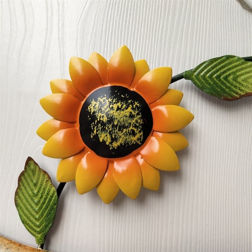 Sunflower Welcome Ornament Living Room Fence Wall Hanging Metal Iron Decoration 