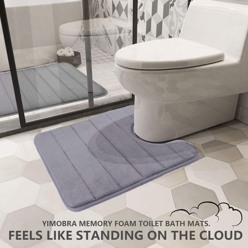 2PCS Non-Slip Bathroom Rug Mat Memory Foam Contour Floor Rug Carpet Pad Sets 