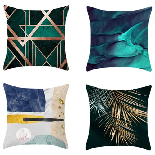 Gold Blue Nordic Geometry Cushion Cases Hot Modern Abstract Art Pillows Cover 