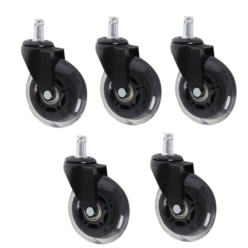 Set of 5 Universal Replacement Office Chair Wheels Rubber for Hardwood & Carpet 
