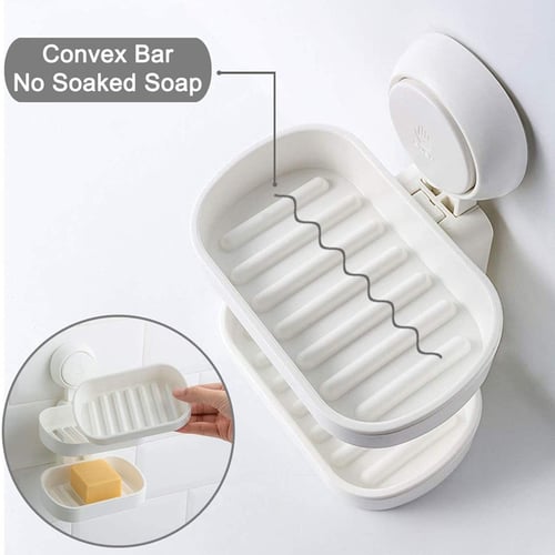 Durable Shower Shower Caddy Suction Cup Double Layer Soap Dish Holder 