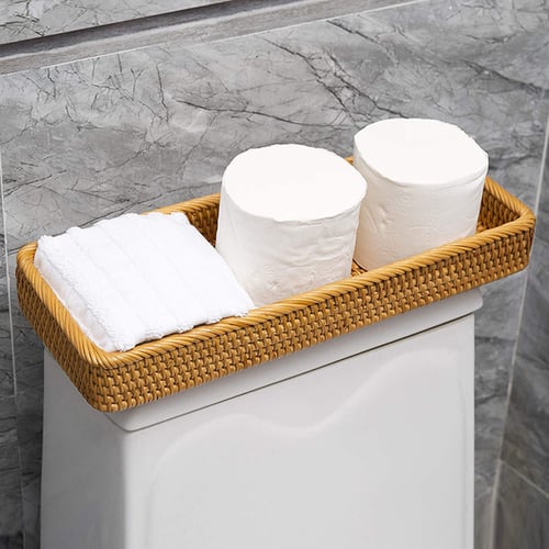 Bathroom Vanity Tray Rattan Guest Towel, Guest Bathroom Paper Towels Holder