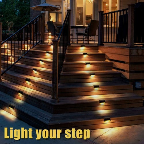 Led Solar Lamp Outdoors Lighting Garden Fence Stair Step Deck Lights Waterproof 