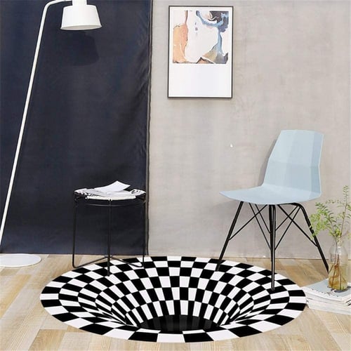 Halloween 3D Bottomless Hole Floor Mat Optical Illusion Carpet Non-slip Area Rug 