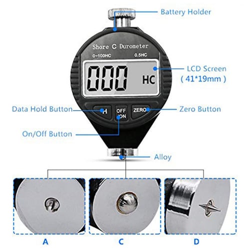 Practical LCD Digital Shore Durometer Digital Hardness Tester Meter 3 Type 