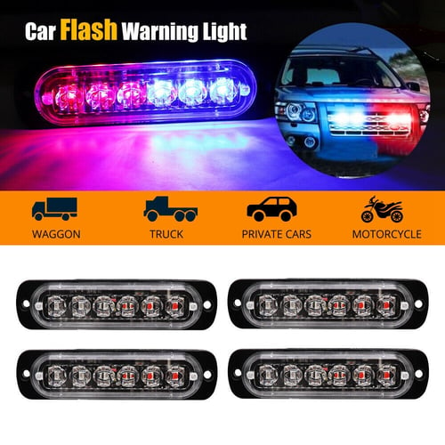 4X Amber 6 LED Car Truck Emergency Beacon Warning Hazard Flash Strobe Light Bar