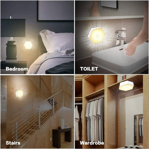 Hexagonal Rechargeable Motion Sensor Light 600mah Led Closet Wall Warm White In Bedroom Corridor 1 Pack Hexagonal Rechargeable Motion Sensor, Motion Sensor Light Fixture Closet