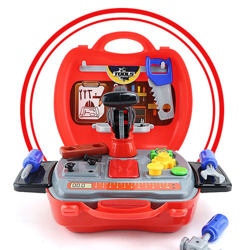 Kid Toy Tool Plastic Set Box Workbench Pretend Play Boy Girl Drill Learning Game 
