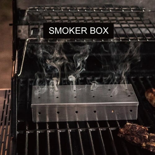 Wood Chips BBQ Smoker Box Stainless Steel Barbecue Skewer Set for Outdoor Charcoal Gas Barbecue Grill Accessories - Wood Chips BBQ Box Stainless Steel Barbecue Skewer Set for Outdoor Charcoal
