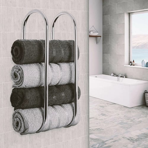 Bathroom Towel Rack Wall Mounted Shelf Metal Holder Organizer For Home Hotels Hair Salon Beauty - How To Fix Bathroom Towel Rail