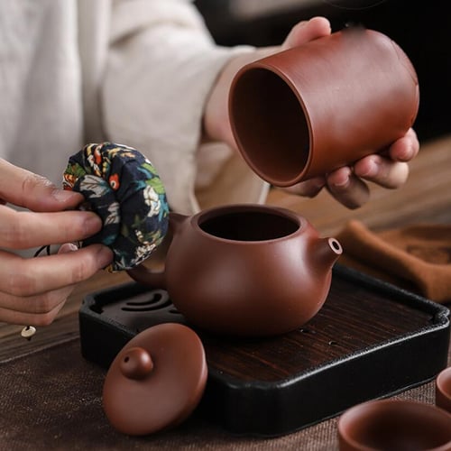 Chinese Clay Teapot Set Tea Ceremony Cups Outdoor Travel Gaiwan Kung Fu Teacup 